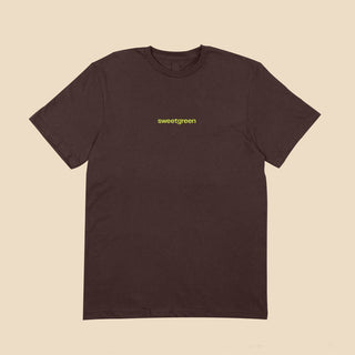 Front of Sweetgreen Core Collection Tee in Dirt with "Sweetgreen" logo on the chest.