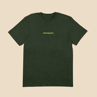 Front of Sweetgreen Core Collection Tee in Kale with "Sweetgreen" logo on the chest.
