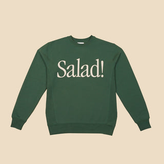 Front of Salad! Collection Crewneck sweatshirt in green with "Salad!" across the chest.