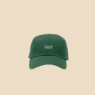 Front of Salad! Collection Hat in Kale with "Salad!" embroidered across the front.