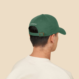 Back of person wearing Salad! Collection Hat in Kale with "Sweetgreen" logo embroidered across the back.